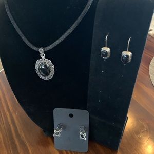 Black Enamel necklace and earrings set